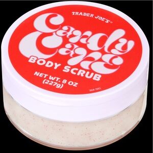 Trader Joe’s Shimmering Candy Cane body scrub. Delightful and festive!